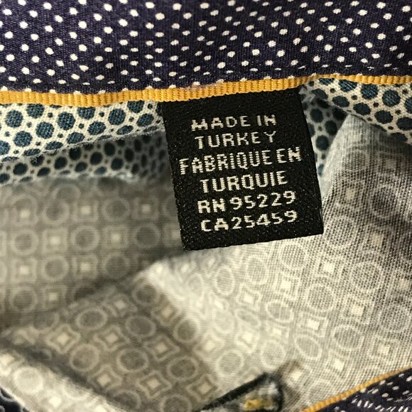 Ted Baker London Short Sleeve Button Down Shirt Men's Small Blue Geometric - Picture 9 of 12